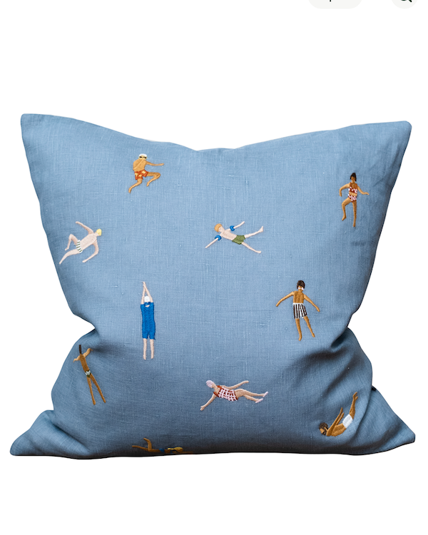 FINE LITTLE DAY SWIMMERS EMBROIDERED CUSHION & INNER