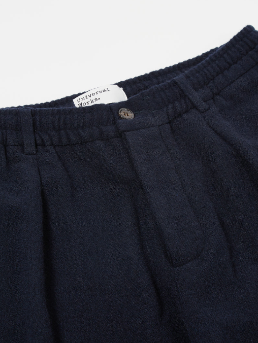 UNIVERSAL WORKS TRACK PANT IN NAVY RECYCLED SOFT WOOL