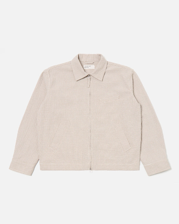 UNIVERSAL WORKS WINDCHEATER JACKET IN ECRU/SAND OSPINA CHECK COTTON