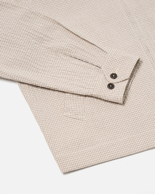 UNIVERSAL WORKS WINDCHEATER JACKET IN ECRU/SAND OSPINA CHECK COTTON