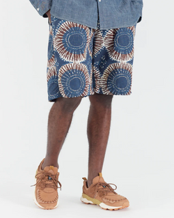 UNIVERSAL WORKS LUMBER SHORT IN NAVY HOKKOH PRINT