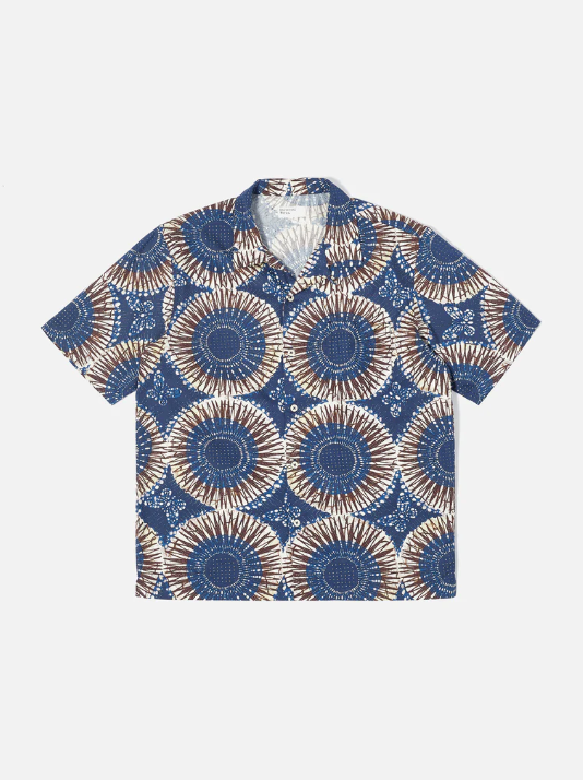 UNIVERSAL WORKS ROAD SHIRT IN NAVY HOKKOH PRINT