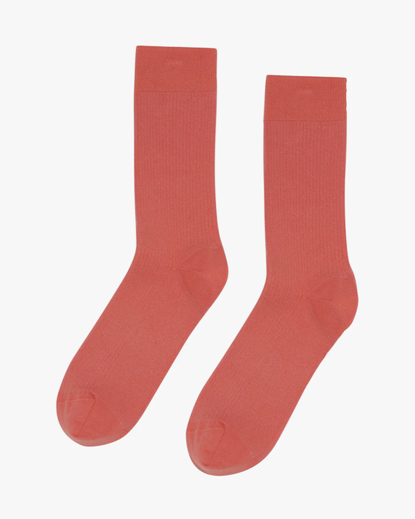 colorful standard mens organic cotton socks bright coral