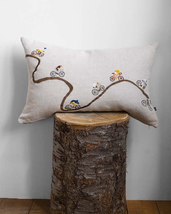 FINE LITTLE DAY BIKERS EMBROIDERED CUSHION & INNER