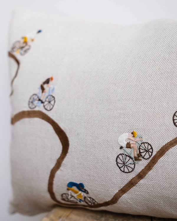 FINE LITTLE DAY BIKERS EMBROIDERED CUSHION & INNER