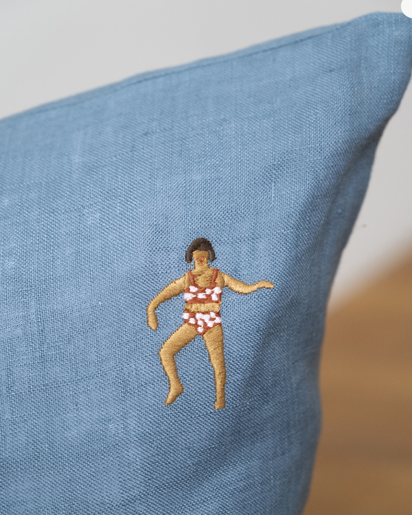 FINE LITTLE DAY SWIMMERS EMBROIDERED CUSHION & INNER