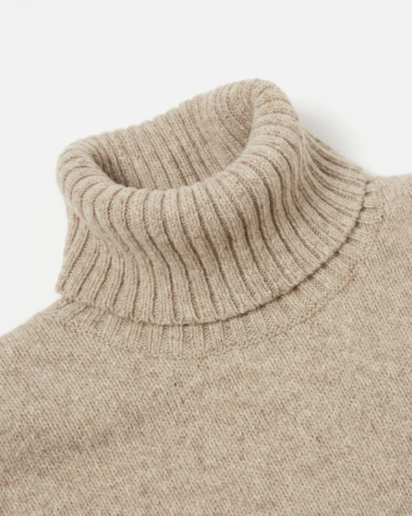 UNIVERSAL WORKS ROLL NECK IN OATMEAL ECO RECYCLED WOOL