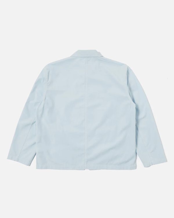 UNIVERSAL WORKS UTILITY JACKET IN SKY SUMMER CANVAS