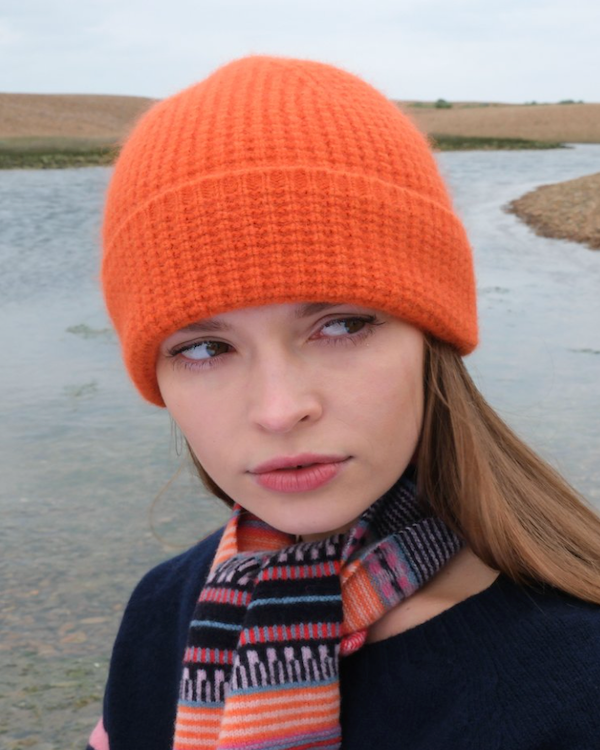 QUINTON CHADWICK BRUSHED BEANIE HAT IN CLEMENTINE