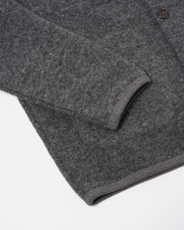 UNIVERSAL WORKS CARDIGAN IN GREY MARL WOOL FLEECE