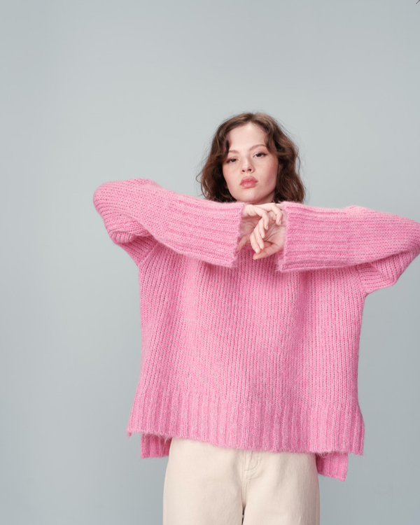 GRACE & MILA ALPACA PINK WOOL SWEATER