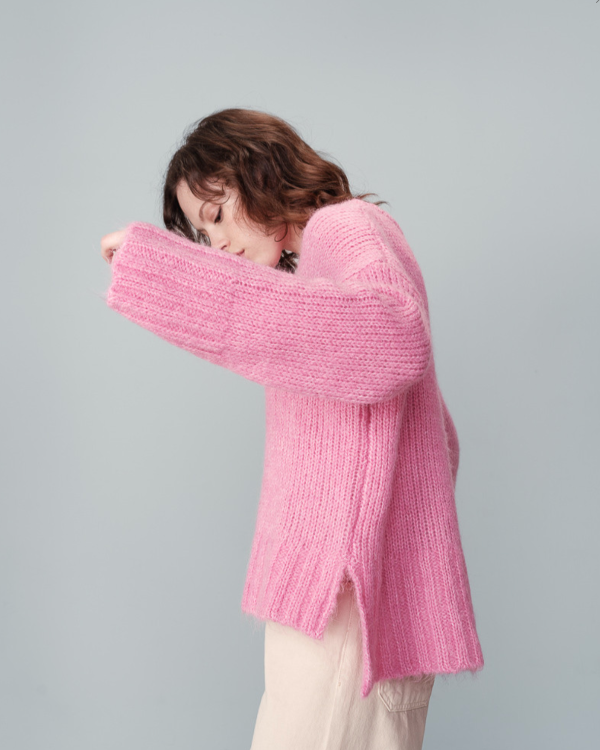 GRACE & MILA ALPACA PINK WOOL SWEATER