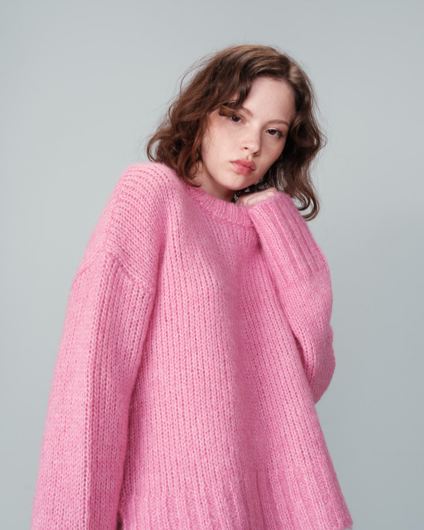 GRACE & MILA ALPACA PINK WOOL SWEATER