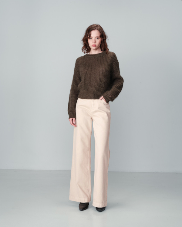 GRACE & MILA OVERSIZED KHAKI MOHAIR WOOL SWEATER