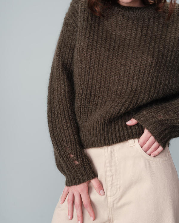 GRACE & MILA OVERSIZED KHAKI MOHAIR WOOL SWEATER