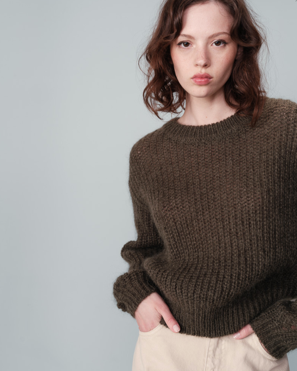 GRACE & MILA OVERSIZED KHAKI MOHAIR WOOL SWEATER