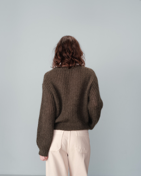 GRACE & MILA OVERSIZED KHAKI MOHAIR WOOL SWEATER