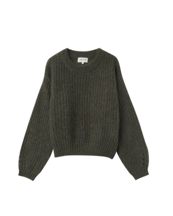 GRACE & MILA OVERSIZED KHAKI MOHAIR WOOL SWEATER