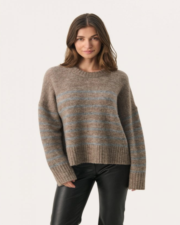 PART TWO STRIPE LULYA TAUPE JUMPER