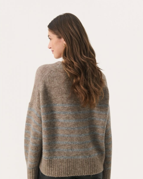 PART TWO STRIPE LULYA TAUPE JUMPER