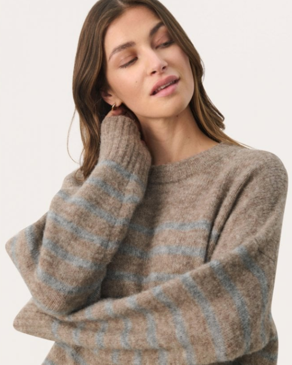 PART TWO STRIPE LULYA TAUPE JUMPER