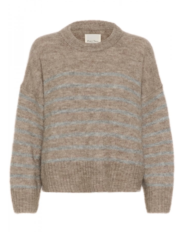 PART TWO STRIPE LULYA TAUPE JUMPER