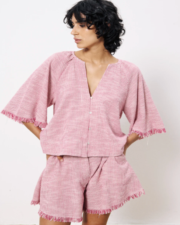 FRNCH ALYSSIA TEXTURED FUSCHIA SHIRT