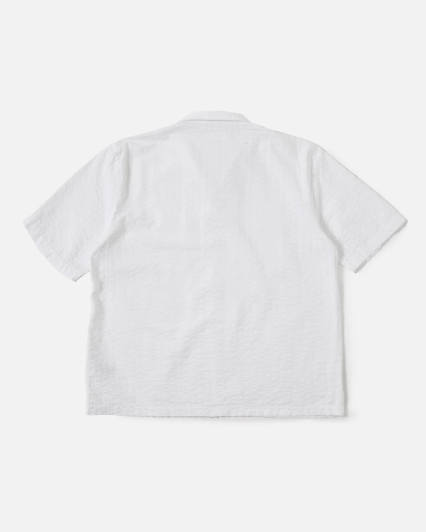 UNIVERSAL WORKS SAL ROAD SHIRT IN WHITE KOS SELF STRIPE