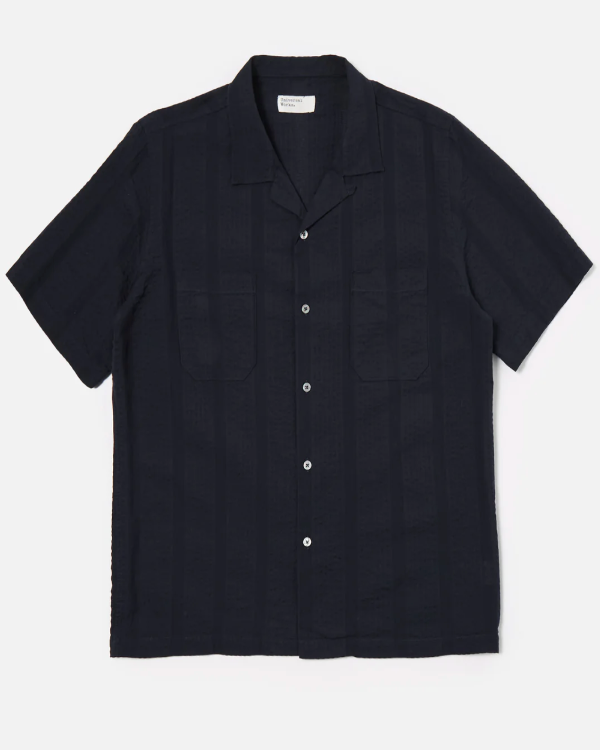 UNIVERSAL WORKS SAL ROAD SHIRT IN NAVY MAUI COTTON