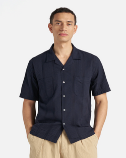 UNIVERSAL WORKS SAL ROAD SHIRT IN NAVY MAUI COTTON