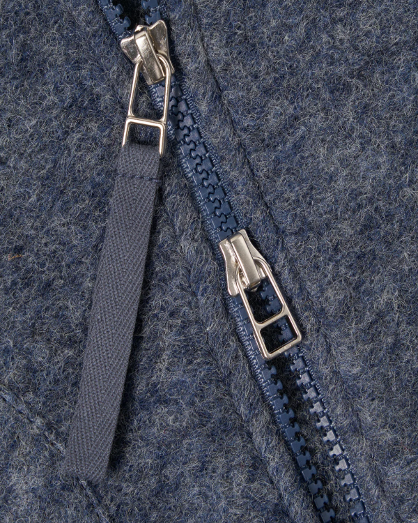 UNIVERSAL WORKS ZIP WAISTCOAT IN SLATE BLUE WOOL FLEECE