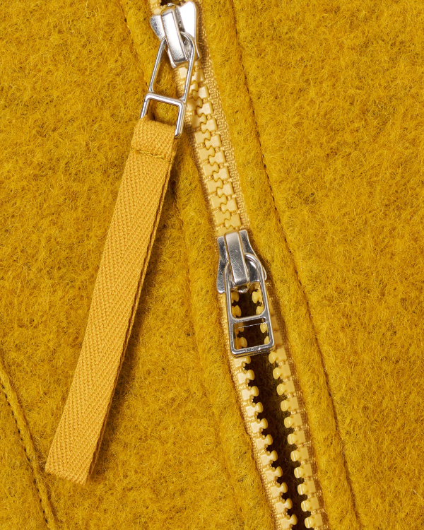 UNIVERSAL WORKS ZIP WAISTCOAT IN YELLOW WOOL FLEECE