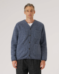 UNIVERSAL WORKS CARDIGAN SLATE BLUE WOOL FLEECE