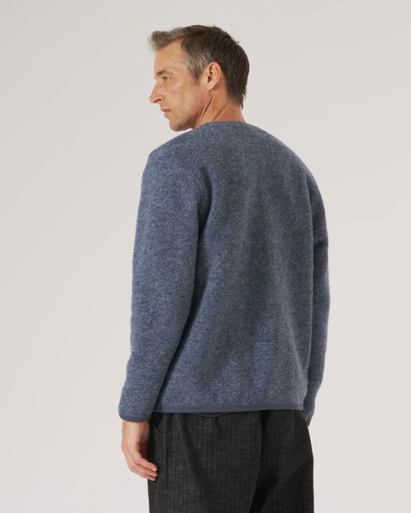 UNIVERSAL WORKS CARDIGAN SLATE BLUE WOOL FLEECE
