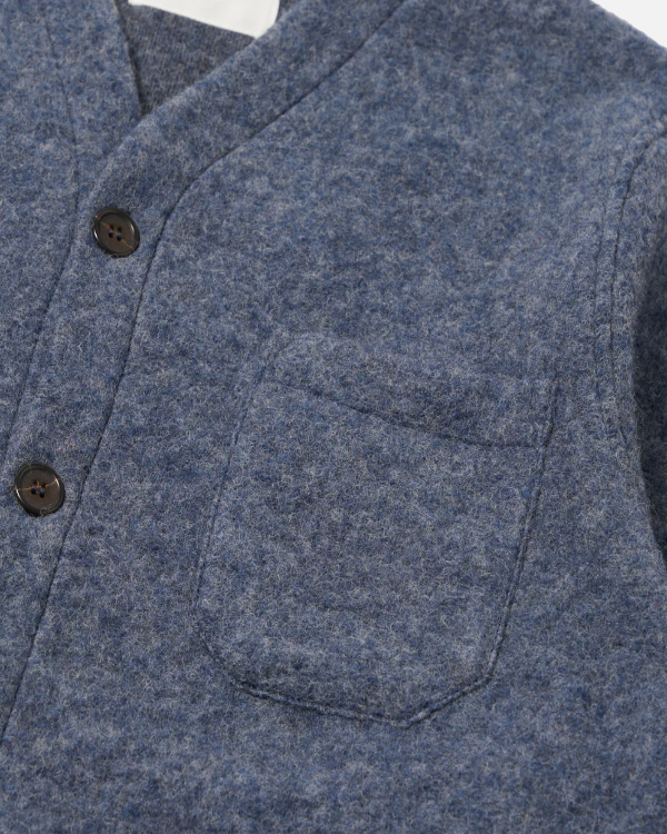 UNIVERSAL WORKS CARDIGAN SLATE BLUE WOOL FLEECE