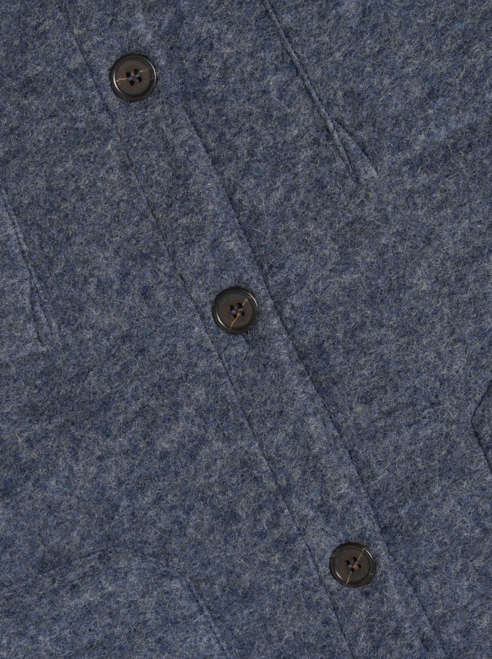 UNIVERSAL WORKS CARDIGAN SLATE BLUE WOOL FLEECE