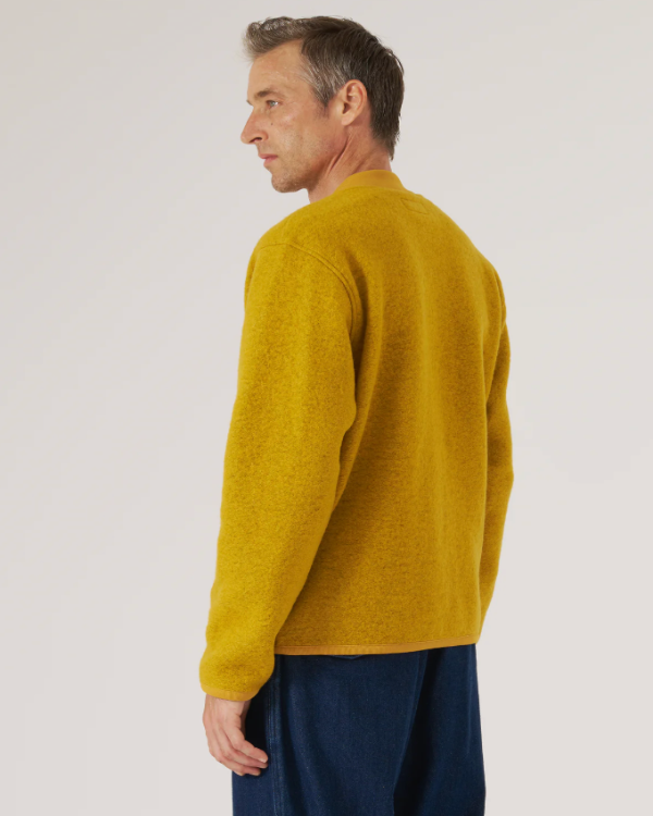 UNIVERSAL WORKS ZIP BOMBER IN YELLOW WOOL FLEECE