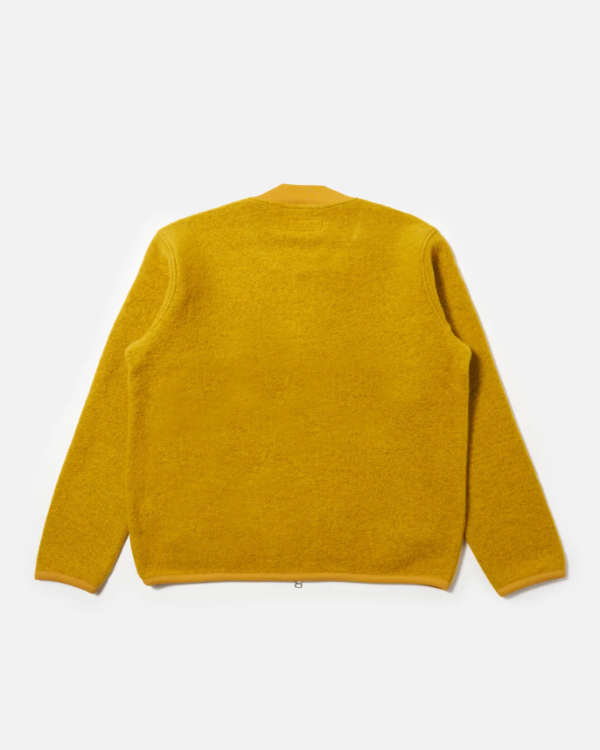 UNIVERSAL WORKS ZIP BOMBER IN YELLOW WOOL FLEECE