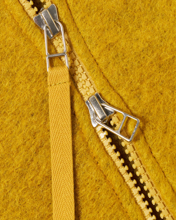 UNIVERSAL WORKS ZIP BOMBER IN YELLOW WOOL FLEECE