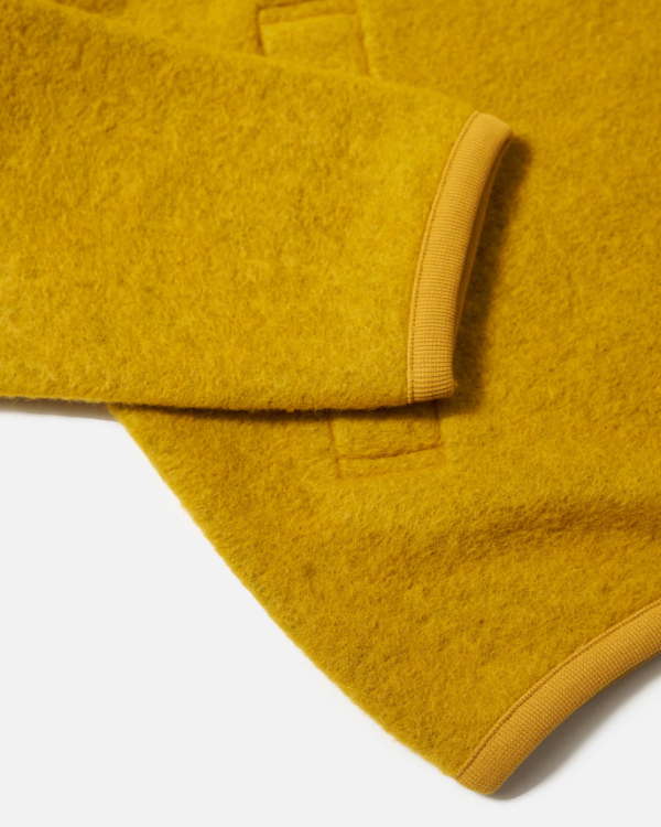 UNIVERSAL WORKS ZIP BOMBER IN YELLOW WOOL FLEECE