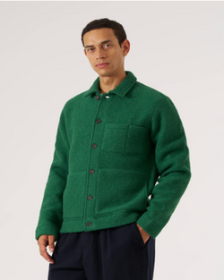 UNIVERSAL WORKS GREEN WOOL FLEECE UNIFORM JACKET