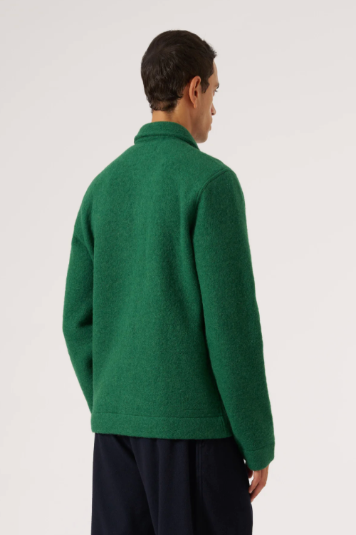 UNIVERSAL WORKS GREEN WOOL FLEECE UNIFORM JACKET