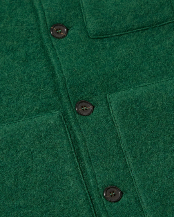 UNIVERSAL WORKS GREEN WOOL FLEECE UNIFORM JACKET