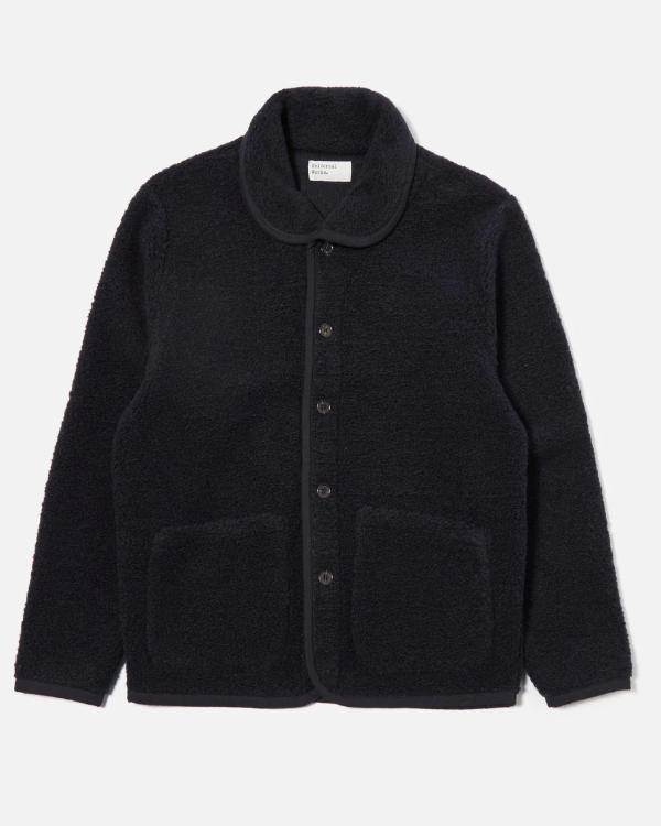 UNIVERSAL WORKS NAVY ALVAR FLEECE LANCASTER JACKET