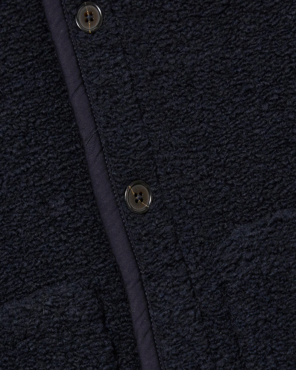 UNIVERSAL WORKS LANCASTER GILET IN NAVY ALVAR FLEECE