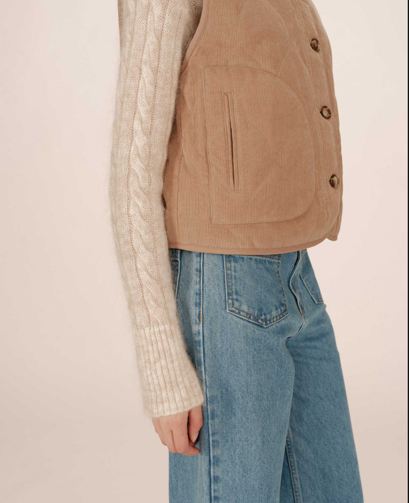 GRACE & MILA QUILTED TAN WAISTCOAT - SETH