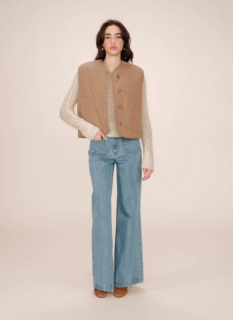 GRACE & MILA QUILTED TAN WAISTCOAT - SETH