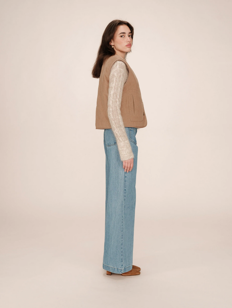 GRACE & MILA QUILTED TAN WAISTCOAT - SETH