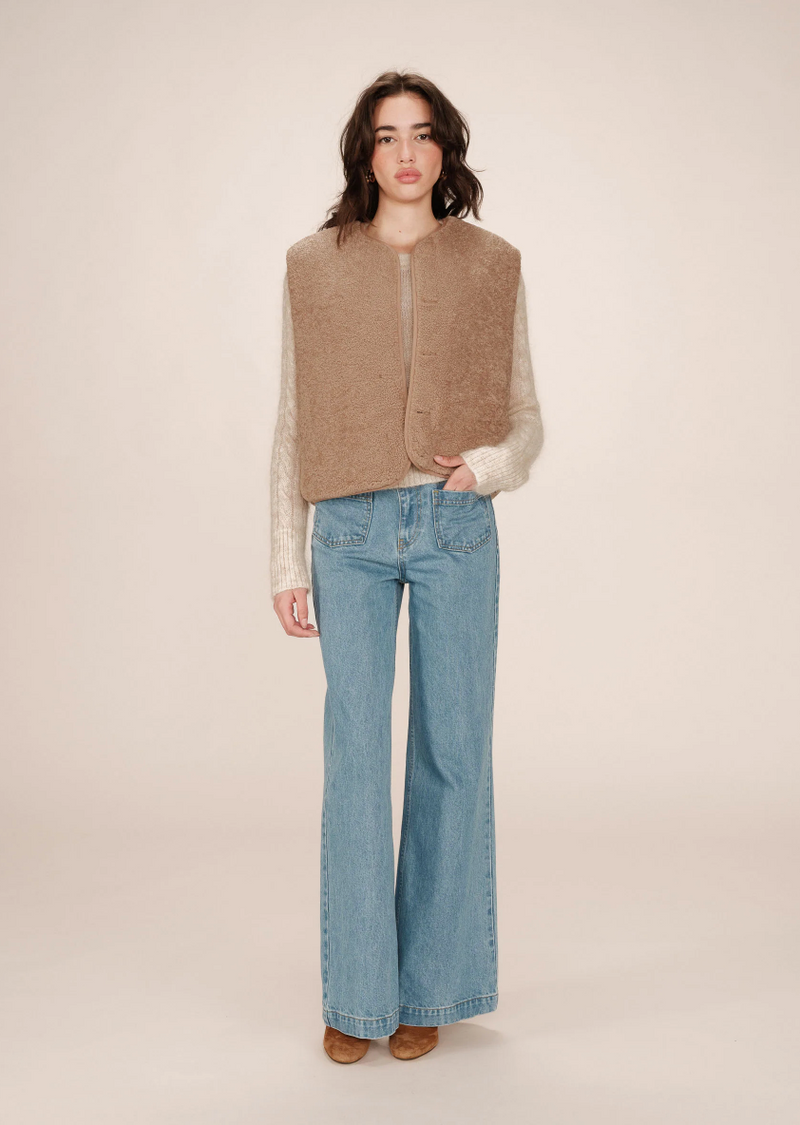 GRACE & MILA QUILTED TAN WAISTCOAT - SETH