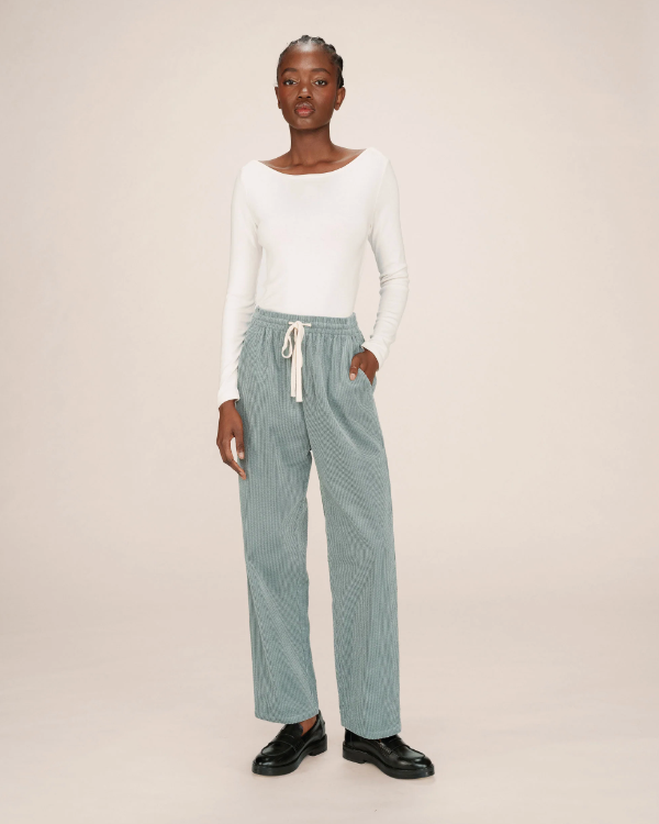 GRACE & MILA SAGE CORDUROY RELAXED FIT TROUSERS